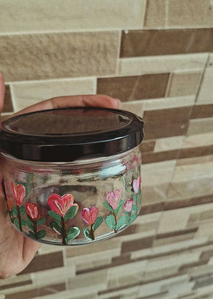 Hand-Painted Floral Jar
