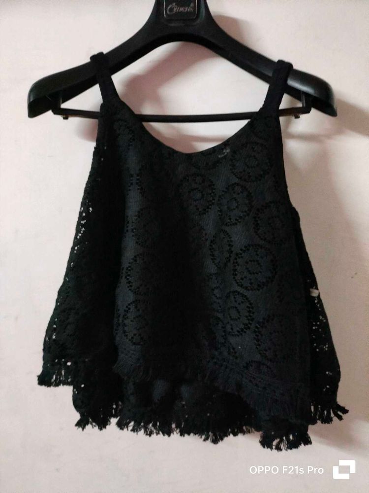 Women Black Lace Top