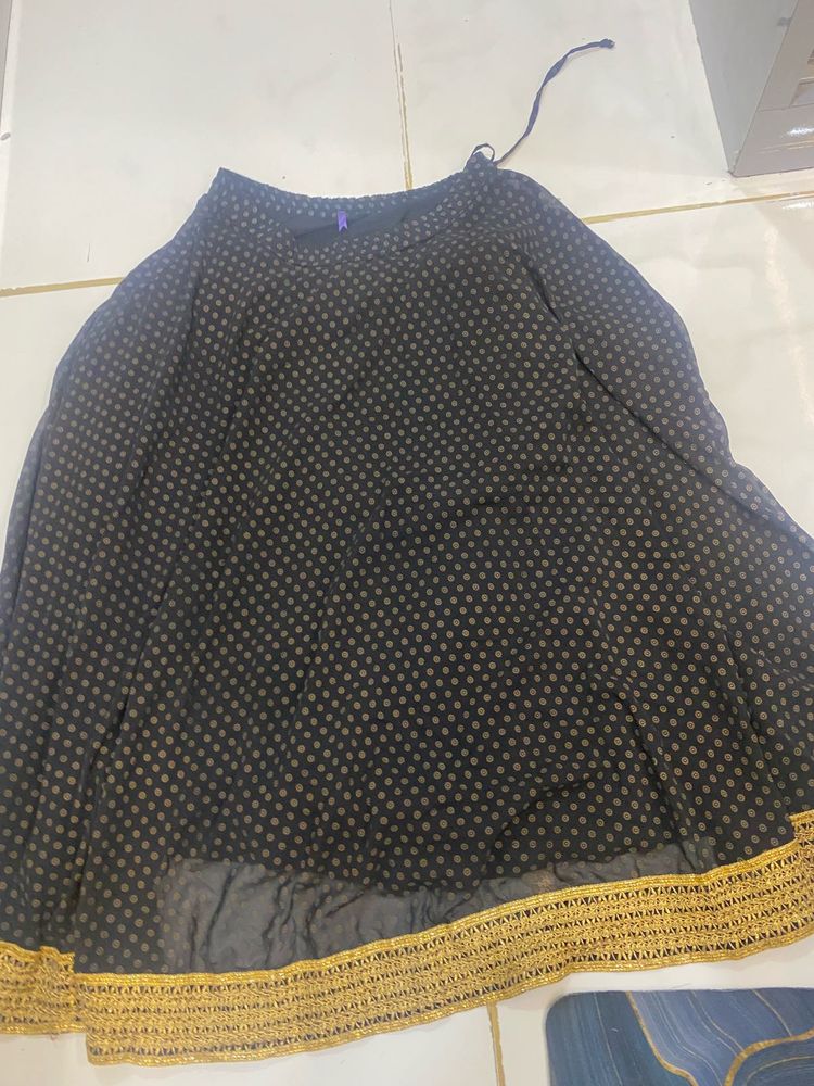 Polka Dot Black &amp; Gold Skirt