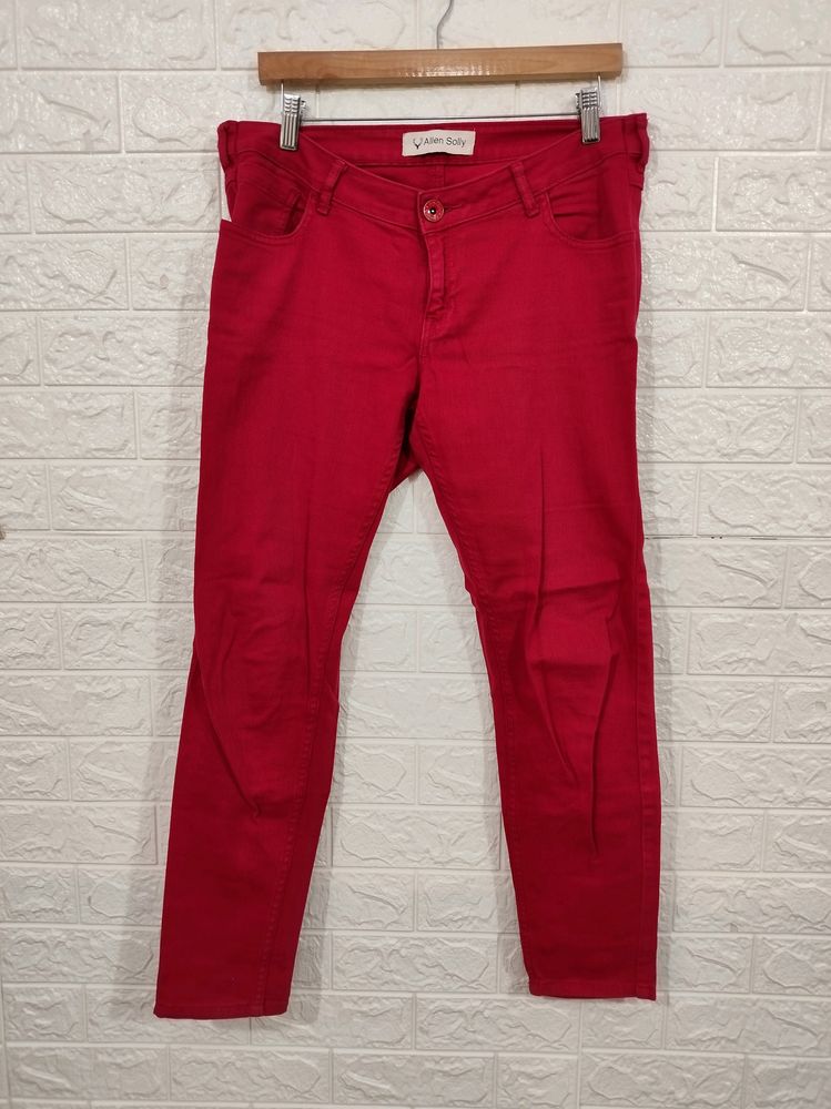 Allen Solly Women Red Jeans | Waist 34 | Hip 38 |