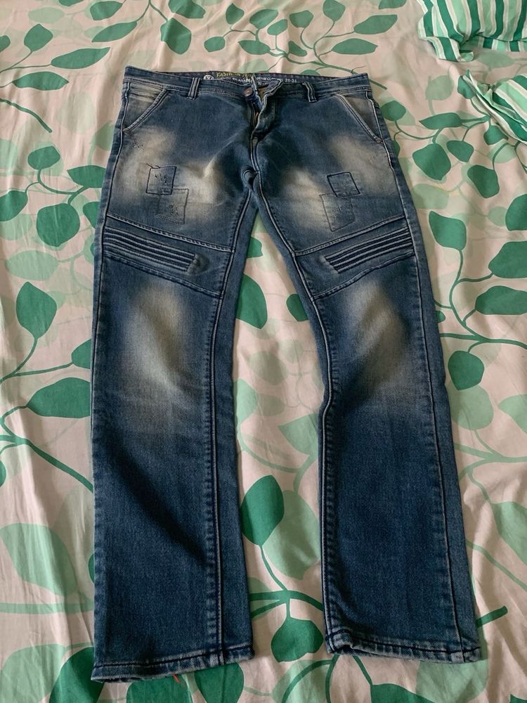 Distressed Wash Denim Jeans