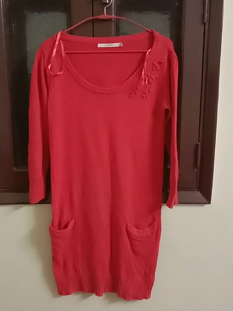 Red Woolen Long Top