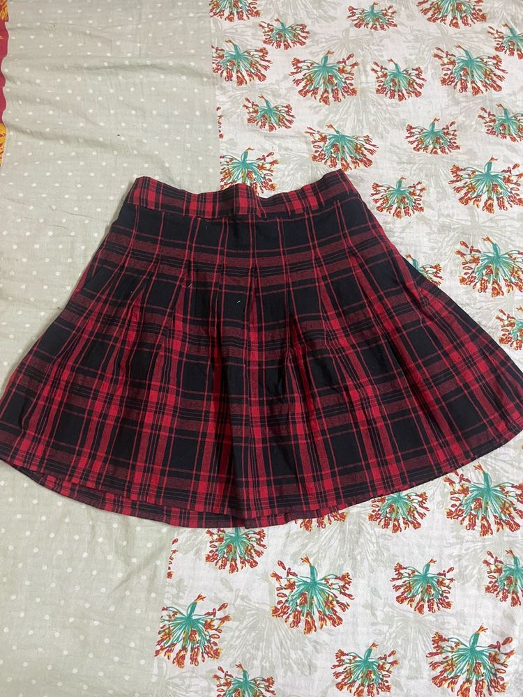 Red Plaid Mini Skirt