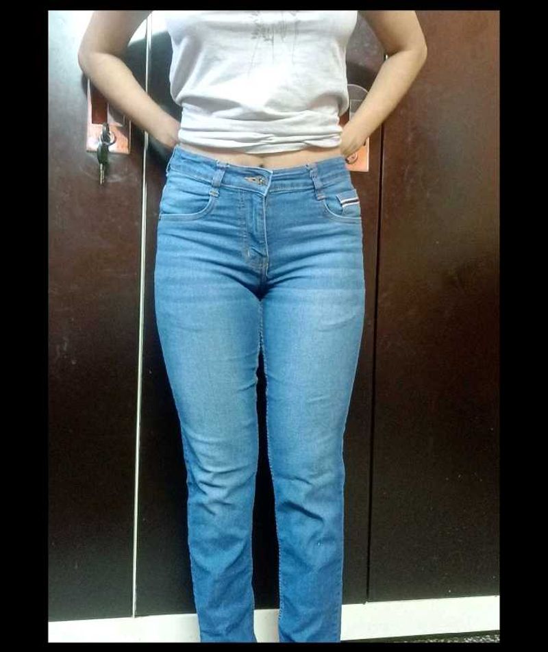 Whisker Straight Blue Jeans