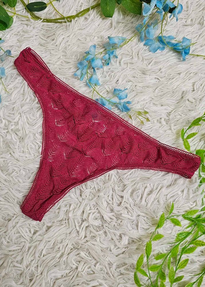 Burgundy Lace Thong