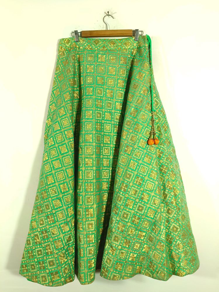 Fluorescent Green Colour Ethnic Gown (Women&#39;s)
