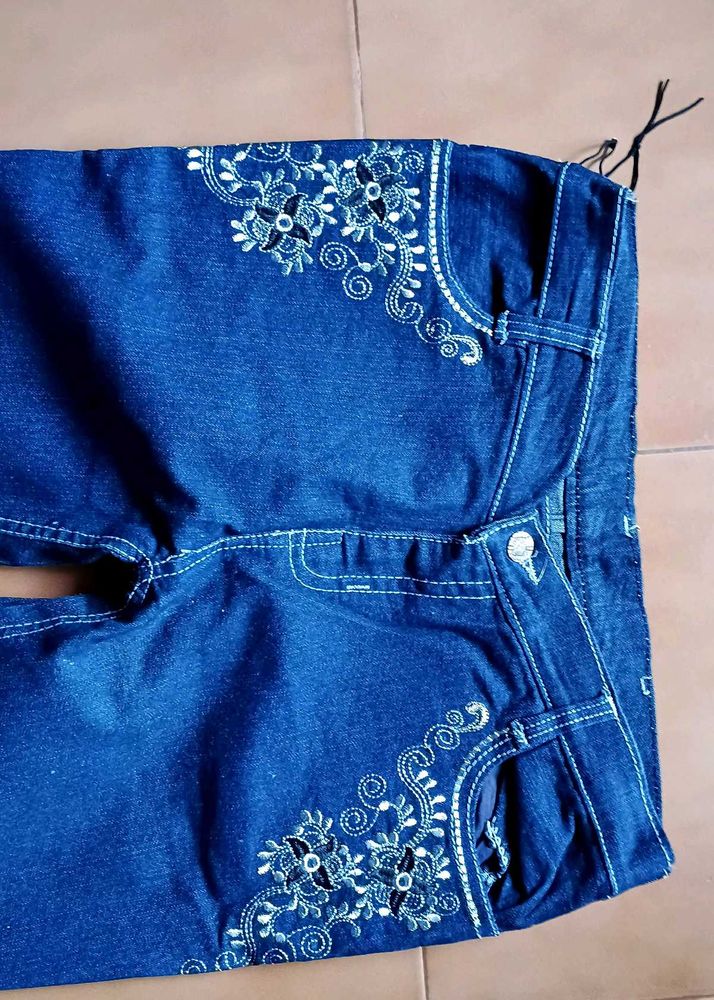 Embroidered Denim Jeans
