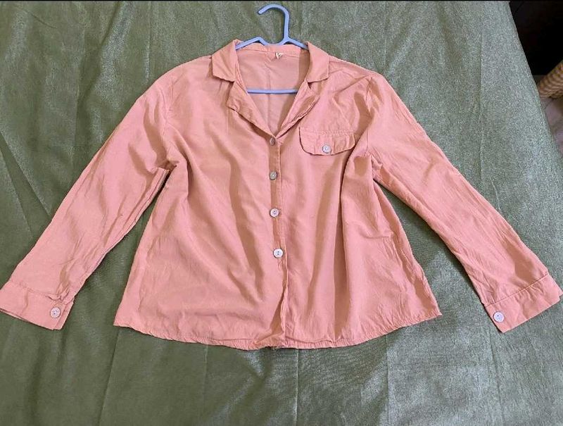 Peach Cotton Top(Second Button Broken)