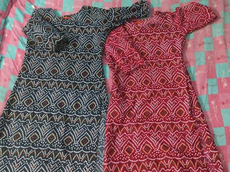 Pair Of Two Printed Women&#39;s Kurtis