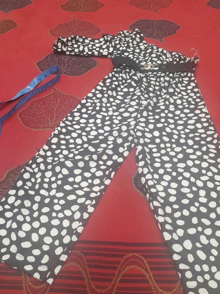 Black &amp; White Polka Dot Jumpsuit