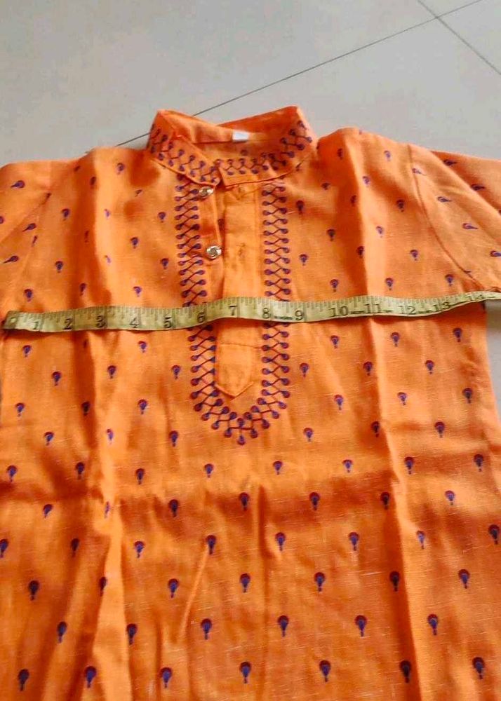 Orange Kurta with Embroidery