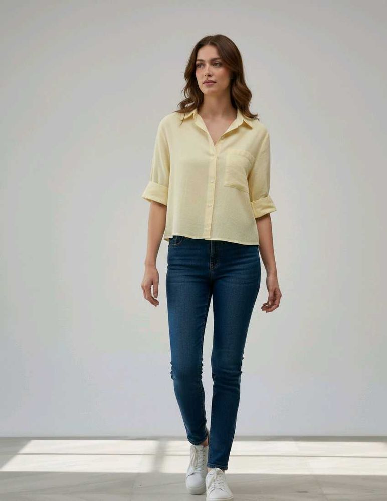 Yellow Button-Up Top