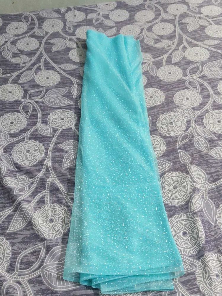Sky Blue With White 🤍 Printed PointsSaree