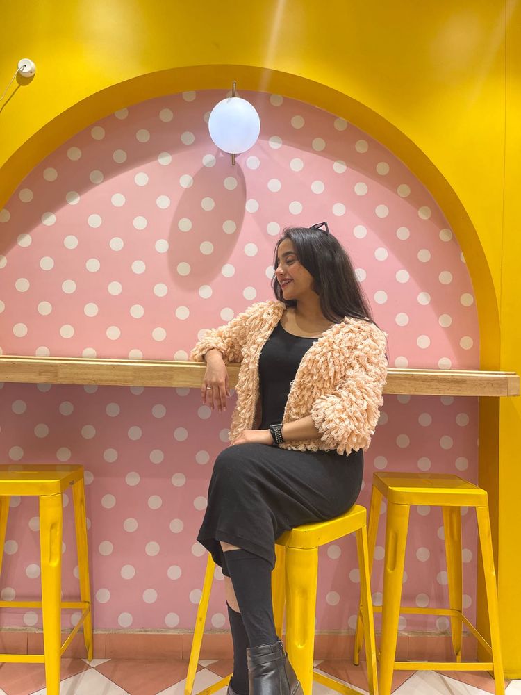 pink knit jacket with H&amp;M bodycon dress