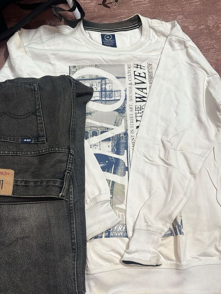 Men pullover and jeans combo