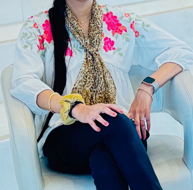 Floral Embroidered Peplum Top