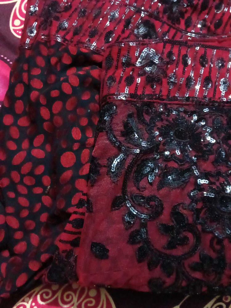 Red &amp; Black Sequin Dress