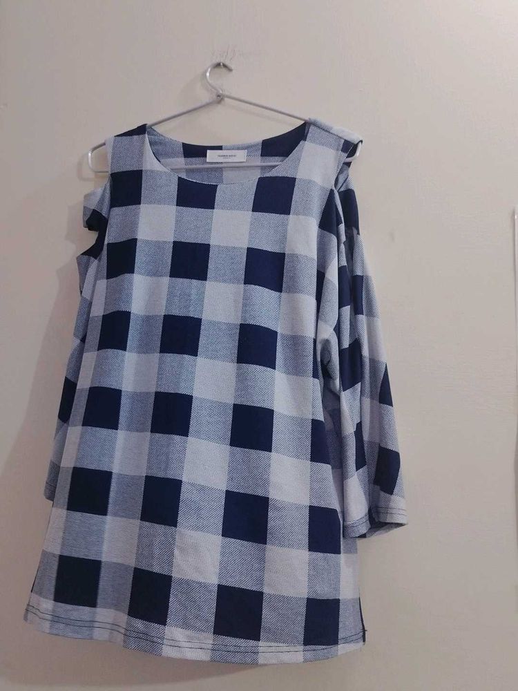 Blue &amp; White Checkered Top