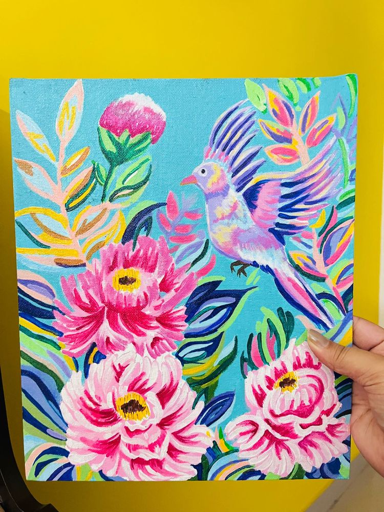 Beautiful Bird Acrylic Canvas Painting