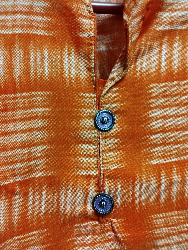 New Cotton Orange Kurta Xl