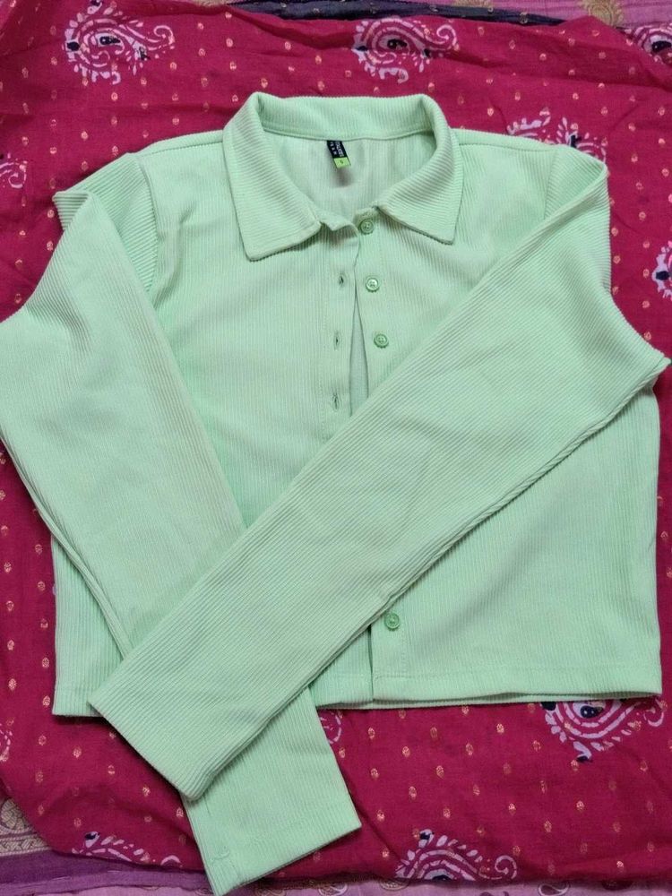 Fluorescent Green Ribbed Shirt