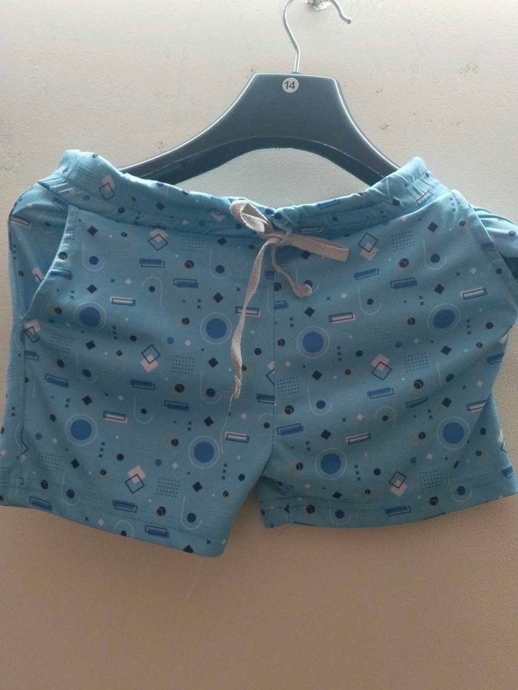 Blue Patterned Shorts S Size
