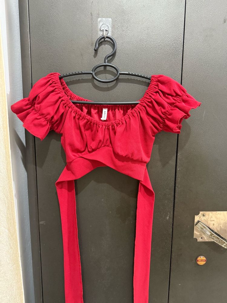 Red crop top with back tie