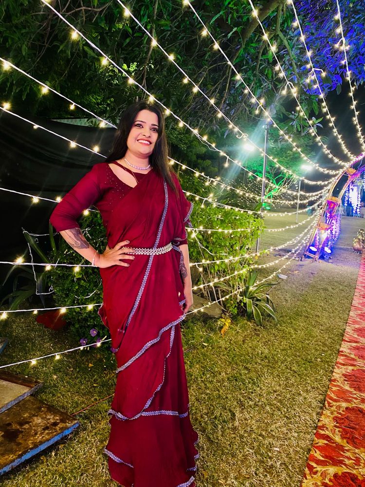 designer frill saree without blouse