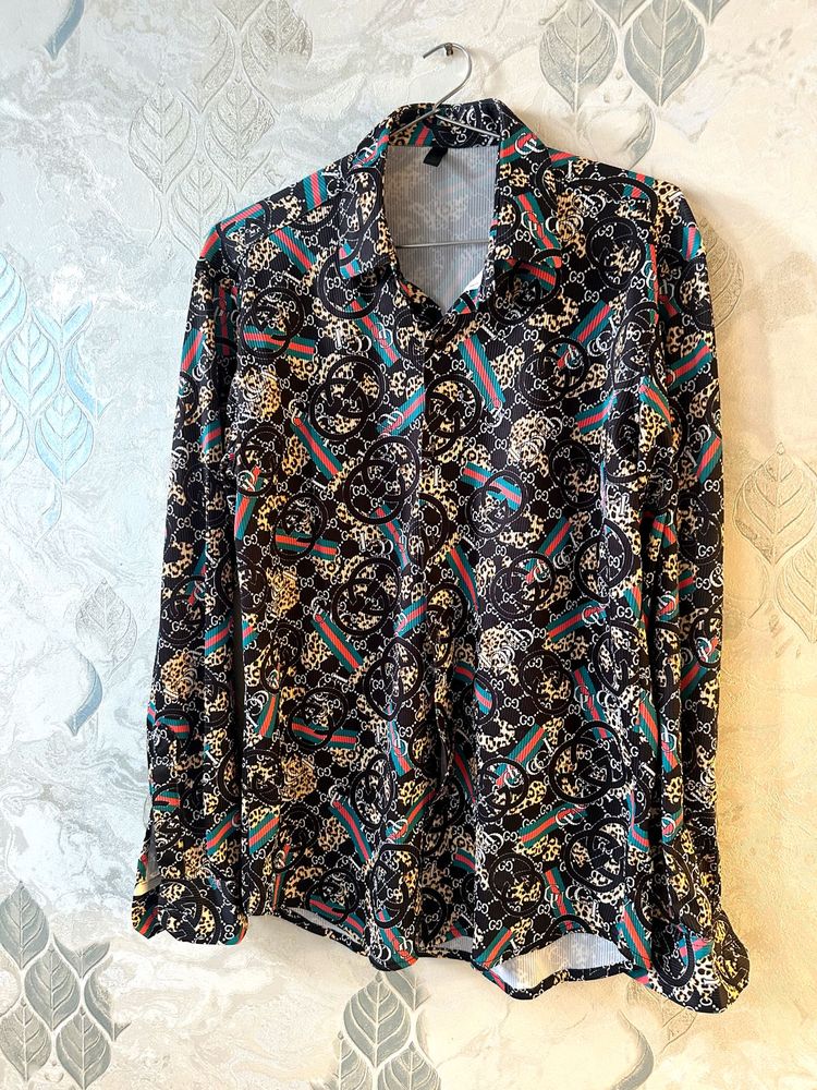 Gucci Print Button-Down Shirt Brand New
