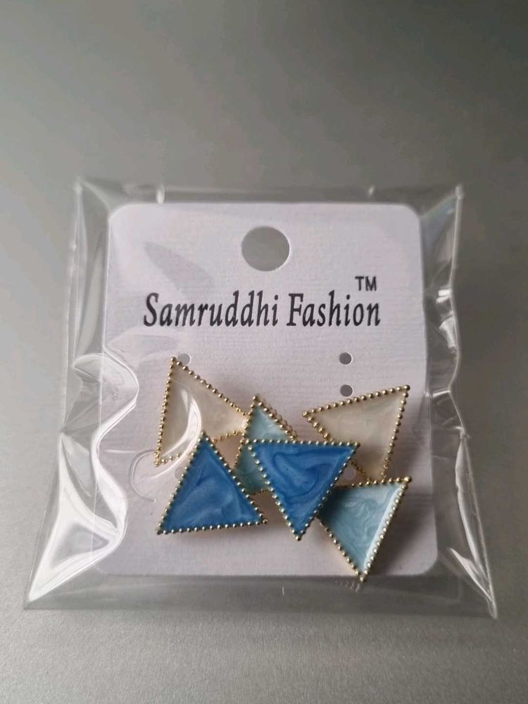 Triangle Blue Stud Earrings