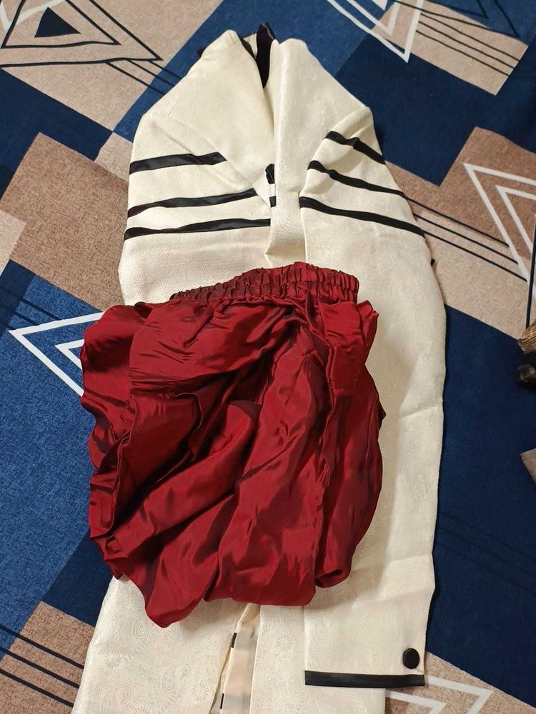 Unique Cream and Red Outfit