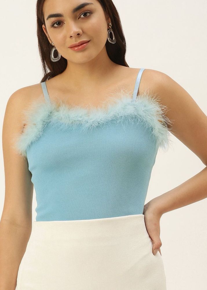 Ribbed Fur Crop Top