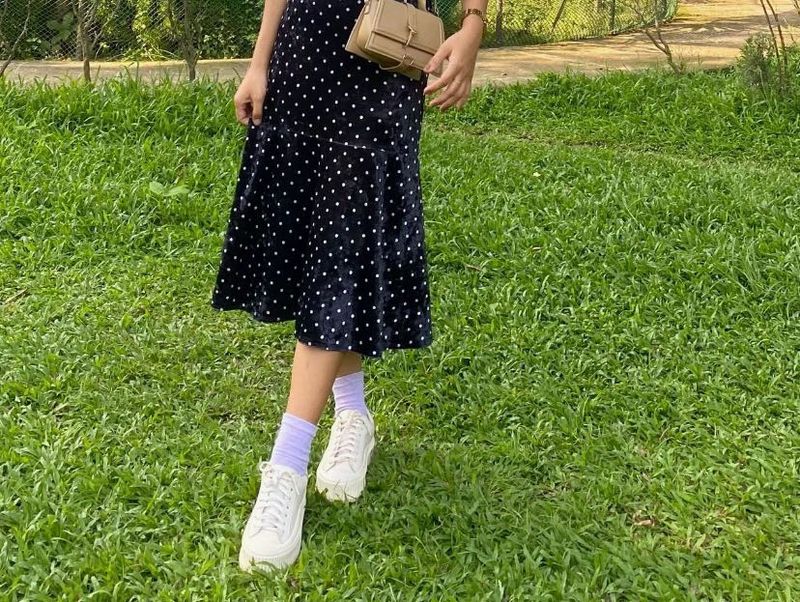 Vintage Polka Dot Midi Skirt