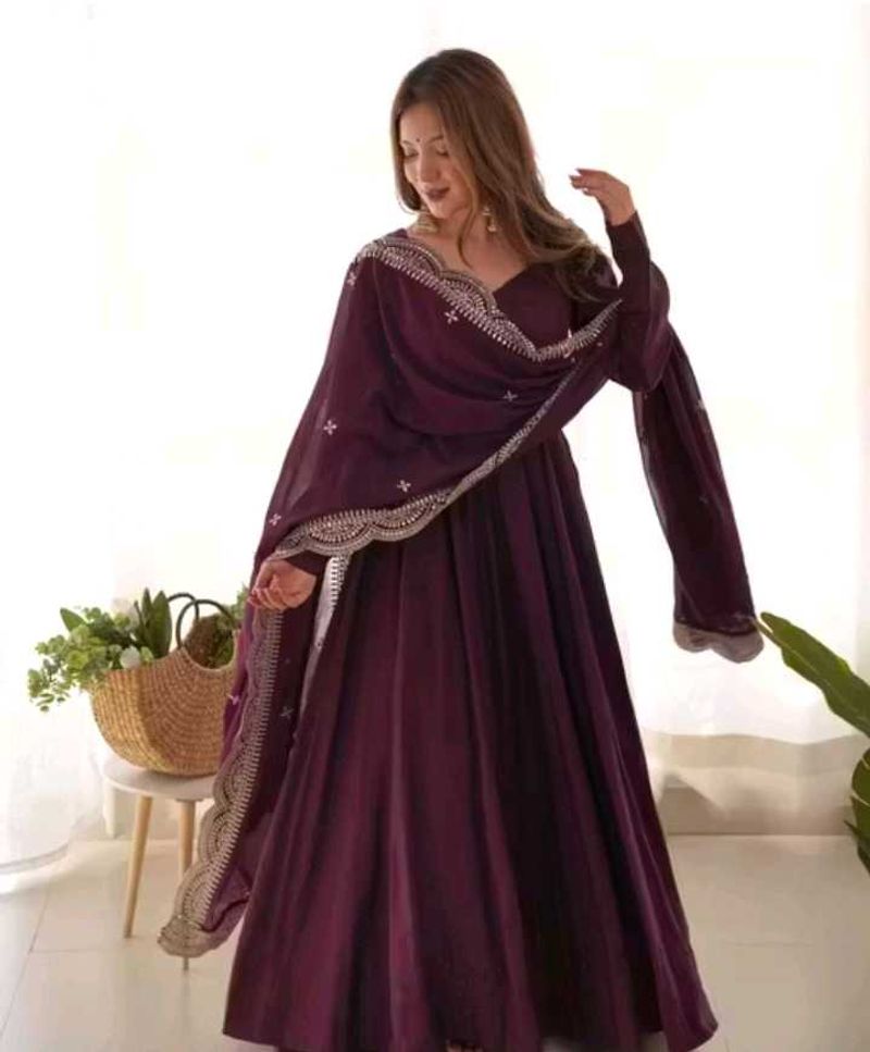 Elegant Maroon Anarkali Suit
