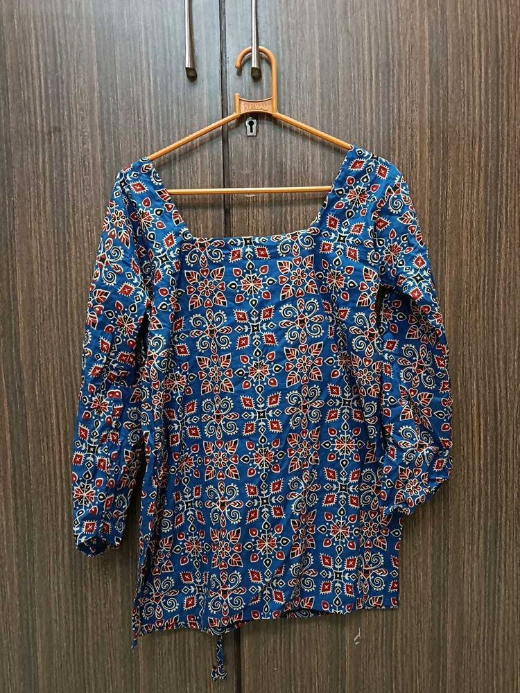 Blue Printed Top