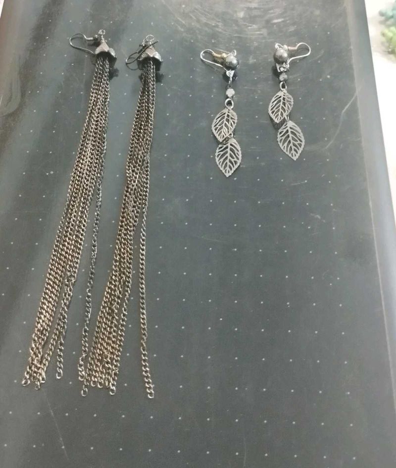 Stylish Silver Tone Earring Set
