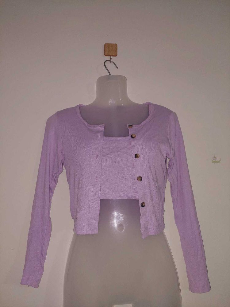 Lilac cropped two-piec top set