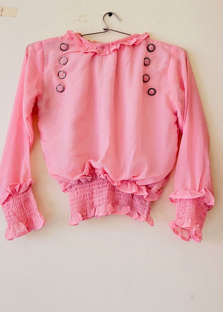Pink Ruffle Blouse