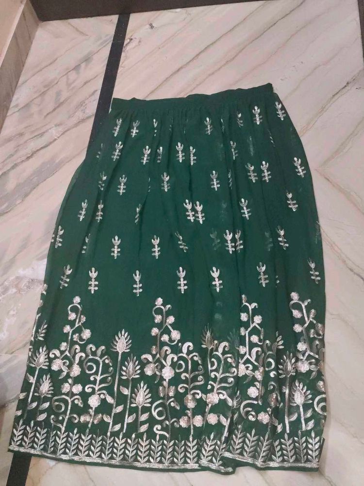 Green Embroidered Skirt