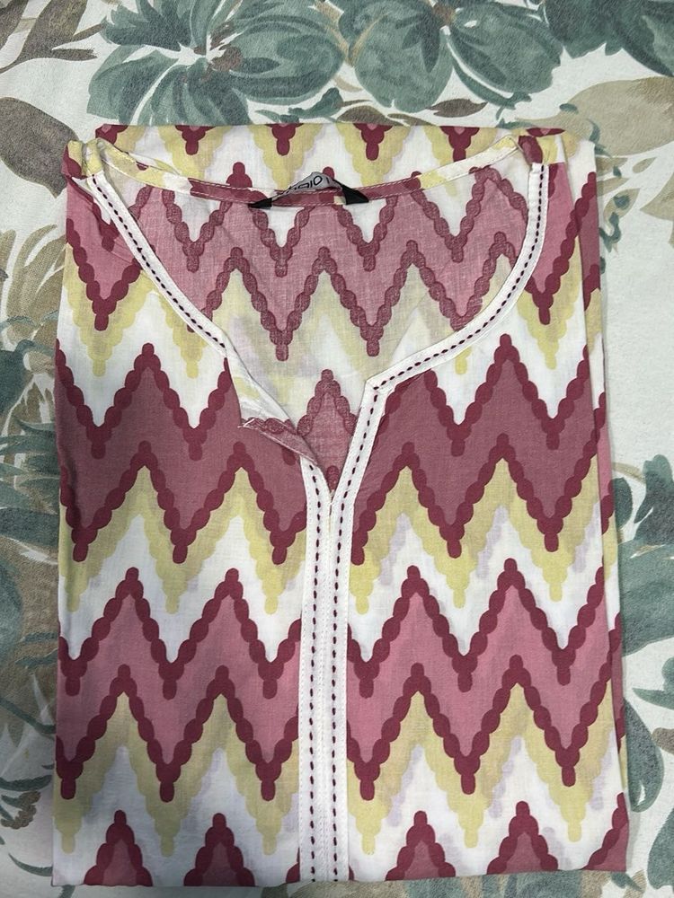 Pink Zigzag Print Kurta
