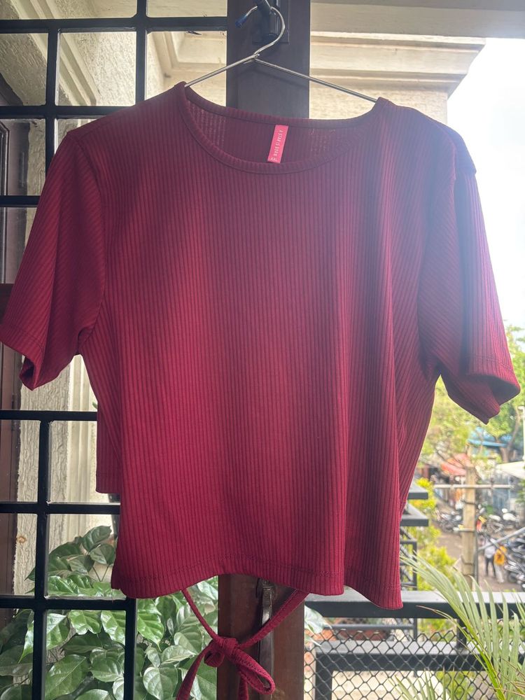 Ribbed Tie-Back Top