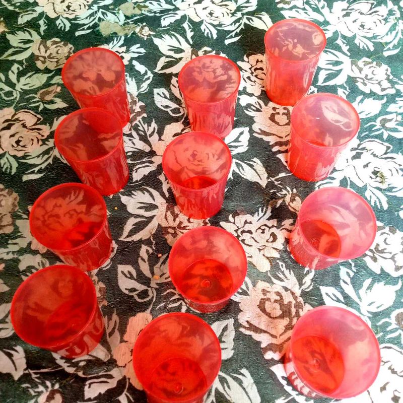 Red Plastic Juice glass (Set of 12)