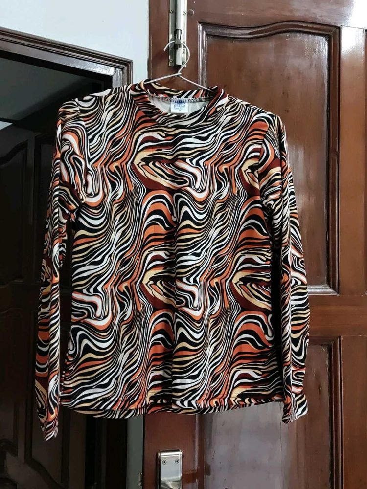 Abstract Print Long Sleeve Top