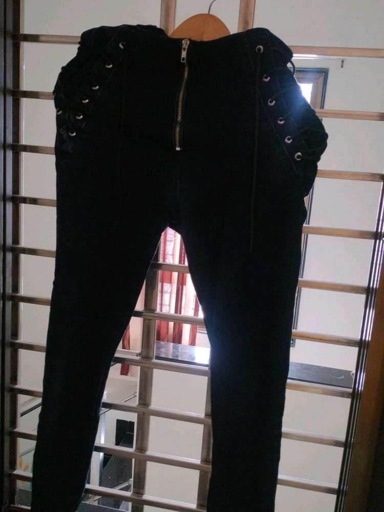Black Jeans with Lace Detail
