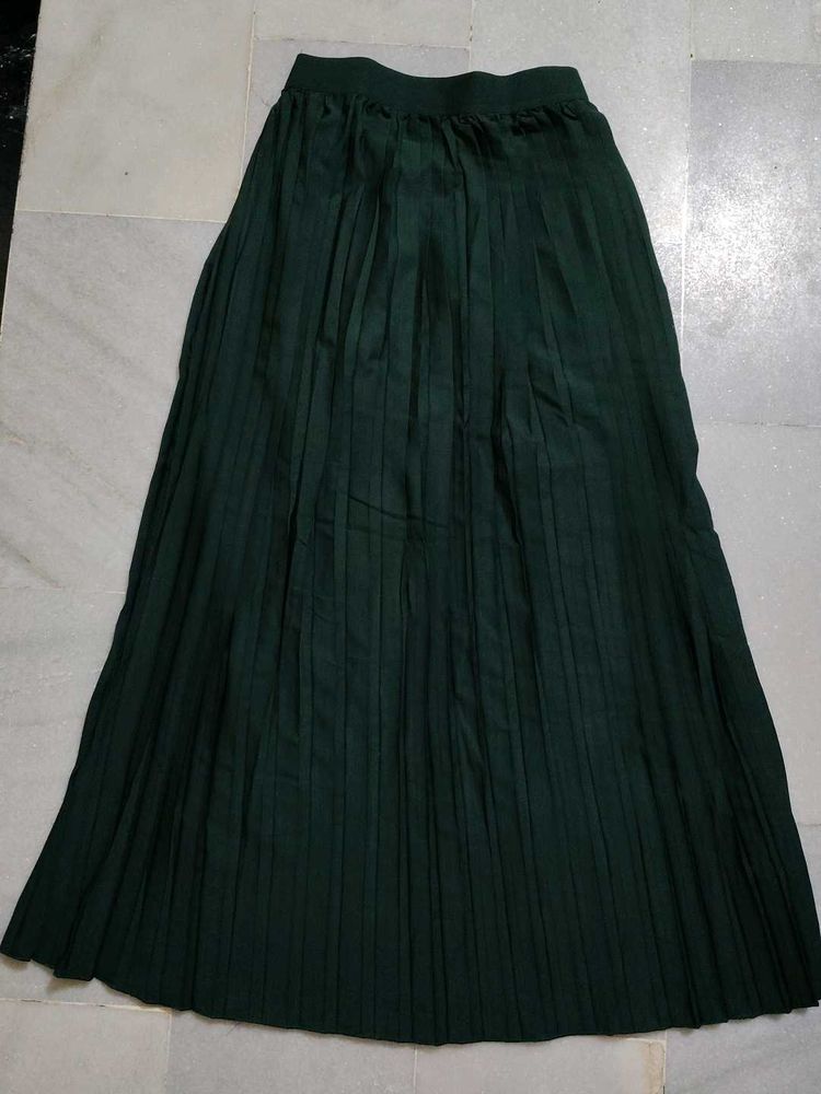 Emerald Green Pleated Maxi Skirt