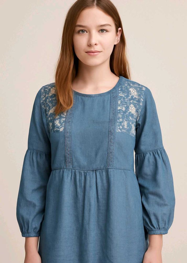 Denim Dress with Embroidery