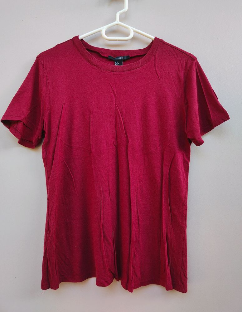 Forever 21 Maroon/Burgundy T-shirt