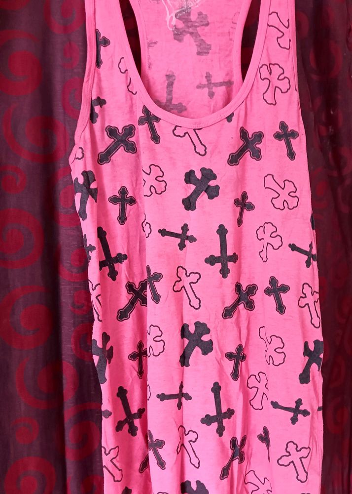 pink tank top punk cross Y2K aesthetic