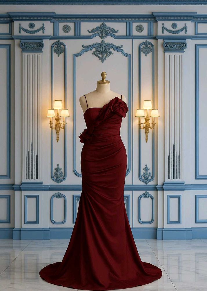 Elegant Burgundy Evening Gown