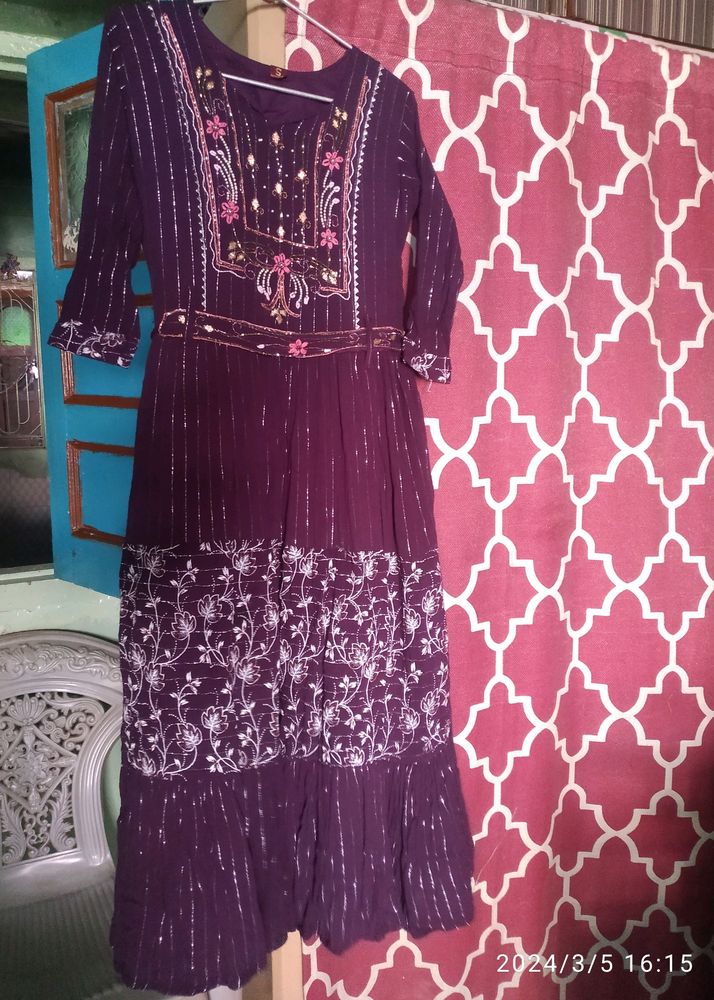 Dark Purple 💜 Long Gown With Belt